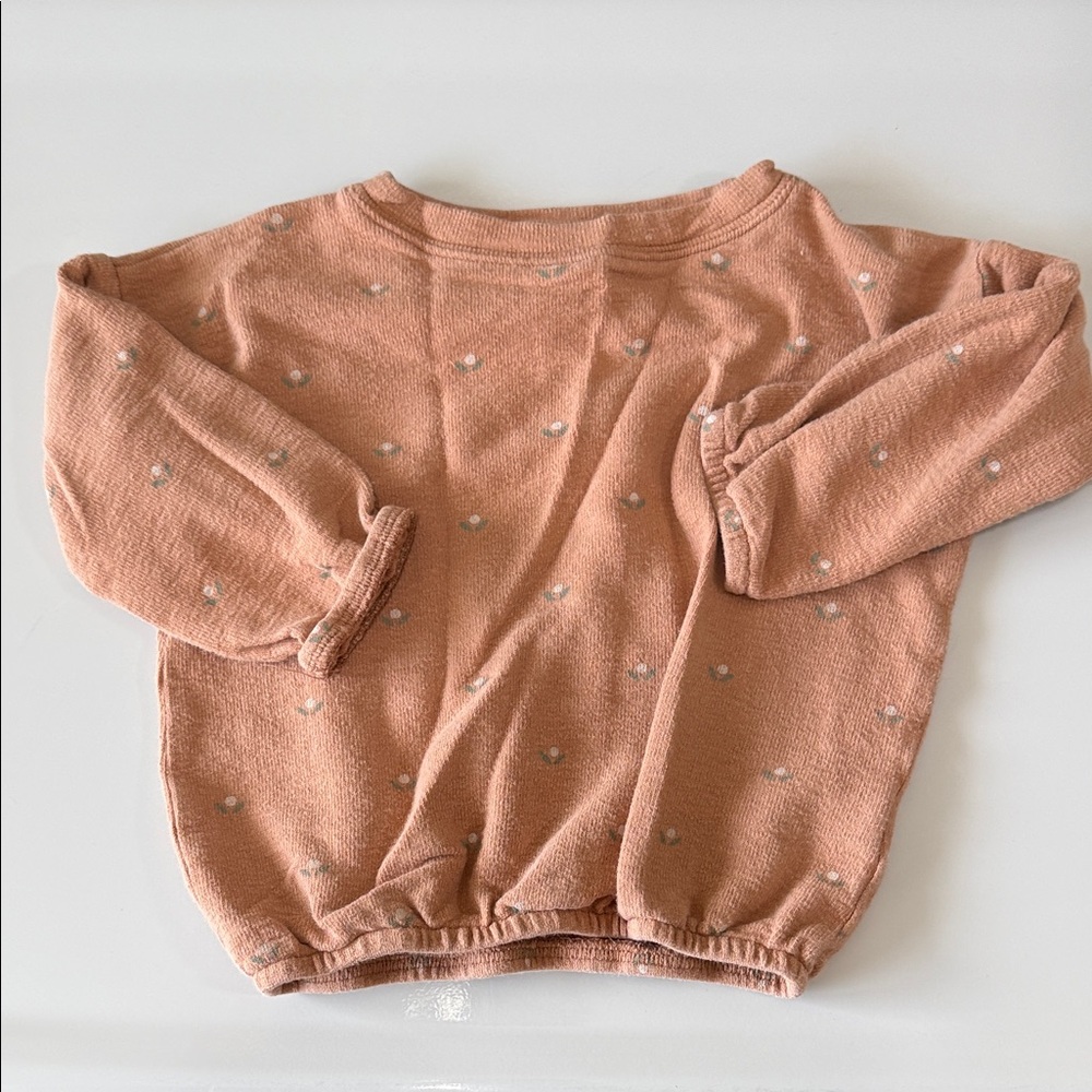 Rylee + Cru Peach Sweatshirt with White Dots